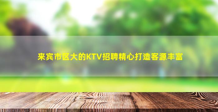 来宾市区大的KTV招聘精心打造客源丰富